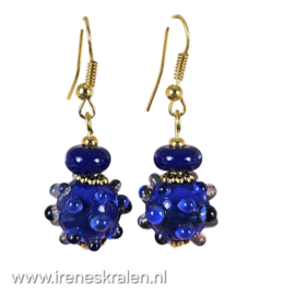 BL0007: Lampwork oorbellen LapisBlauw