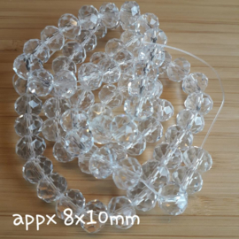 Gwit 006: String facetted beads Crystal 8x10mm, 70 pcs