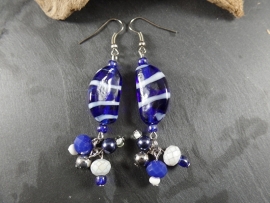 BL0004: Blue & White Earrings
