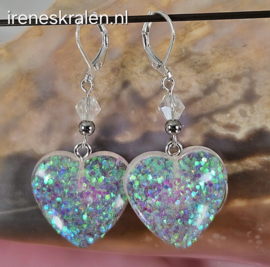 WI 0014: Oorbellen met glitter-harten