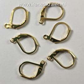 Oorhaken Goudkleur klap, ca 17x10mm (6 stuks in zakje)