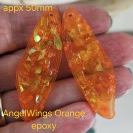 EP021a: AngelWings Oranje Holografisch epoxy, ca 50mm