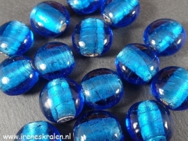 GAq190: Zilverfolie disk donkeraqua, 15mm #India Lampwork#