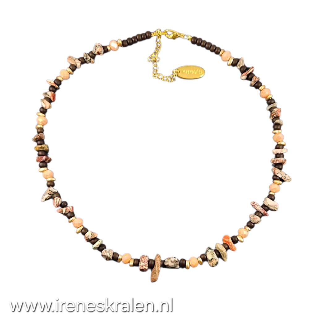 BR0002: Ketting Natuursteen, rocailles & facetkralen