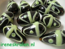 GG 170  Druppel met  decoratie, 23mm, #India Lampwork#
