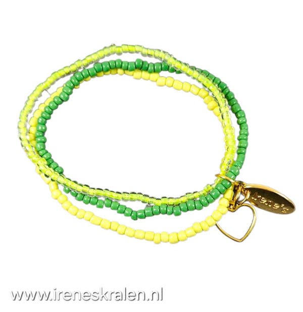 GR025: Armbandje Groen kleine glaskraaltjes