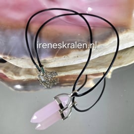 RZ 0026: Zwarte Ketting met hanger glas/steen