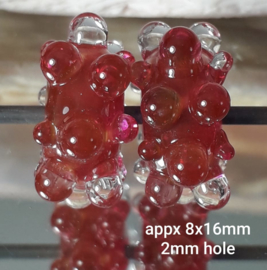 IKRZ0024: DuoSet Bumpy's Cranberry, ca 8x16mm