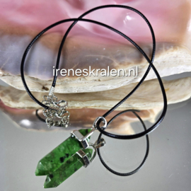 GR087: Zwarte Ketting met hanger steen