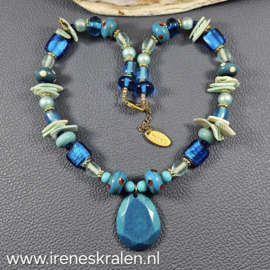 TU0069: Ketting Turquoise gemengde kralen