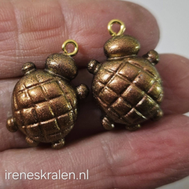 BDR 0001: Setje Schildpadjes Bronskleur parelglans, ca 20mm