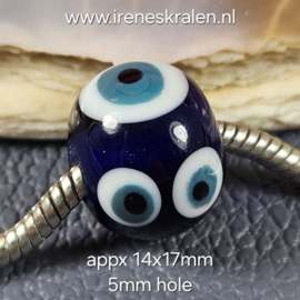 IKBL0026: GrootGatKraal Grieks Oog, ca 14x17mm (5mm gat)