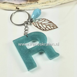 SleutelHanger Turquoise met letter R