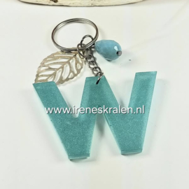 SleutelHanger Turquoise met letter W