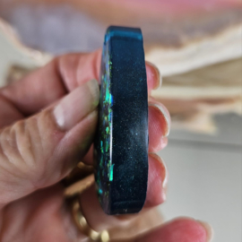 IKOC0076: Hanger Epoxy Teal & Glitters, ca 47mm