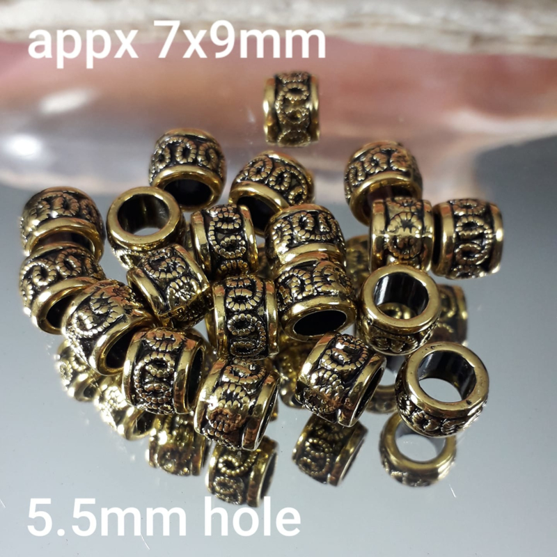 GD 002: Big Hole Bead Metal GoldColor, appx 7x9mm