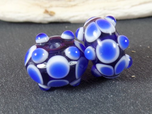 IKBL0126: Pair CobaltBlue with little bumps, appx 9x15mm