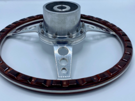 Stuur 13"Notenhout RVS / DISHED