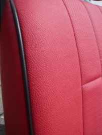 Cooper interieur Burberry red/black piped