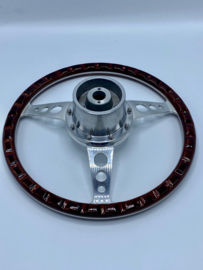 Stuur 13"Notenhout RVS / DISHED