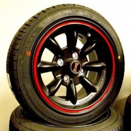 7x13" Ultralight Satin Black & Red Yokohama banden