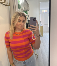 Roze/oranje shirt Ilse