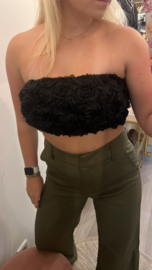 Roses Bandeau Top - Zwart