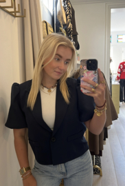 Bo Blazer pofmouw - Navy Blauw