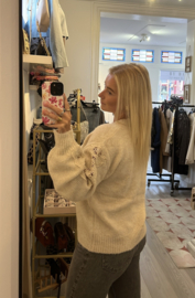 Fay Sweater bewerkte mouw - Beige