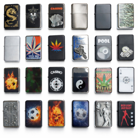 Benzine aansteker assortiment van 24 verschillende