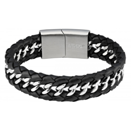 Zippo Steel Braided Leather Bracelet - 20 x 1.8 x 0.7