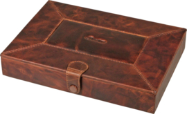 Humidor leder antiekbruin 3,7 x 22,5 x 16 cm