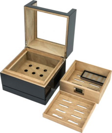 Humidor Modern Carbon glas h:23,5 x b:26,5 x d:26,4cm