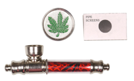 Hemp set grinder, pipe, screen & metal box  (6)