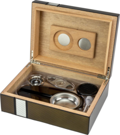 Humidor set carbon 8 x 24 x 18 cm