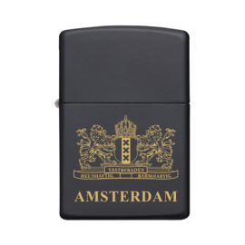 Zippo zwart goud Amsterdam stadswapen