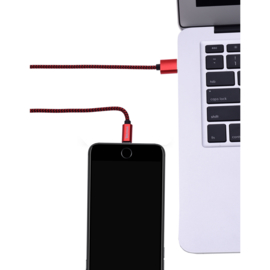 Tekmee data/oplaadkabel nylon 2A 1mtr Iphone 