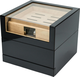 Humidor Modern Carbon glas h:23,5 x b:26,5 x d:26,4cm