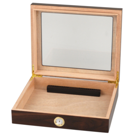 Humidor Walnoot met glas 6,5x26x22 cm