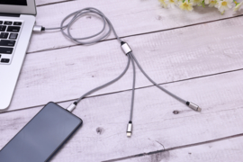 Tekmee 3in1 oplaadkabel MicroUSB-Iphone-USB C 