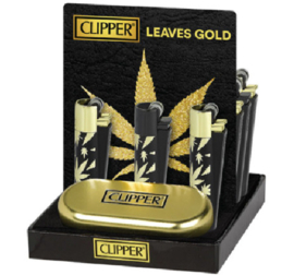 Clipper aansteker metal Leaves Gold