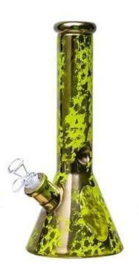 Bong dikwandig glas 7mm 31 cm Flake geel