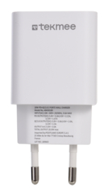 Tekmee adapter 2 poorten Type-C+USB snellader 20W