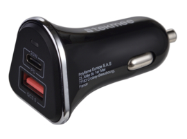 Tekmee auto adapter 2 poorten Type-C+USB snellader 20W 3A