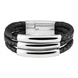 Zippo Steel Braided Leather Bracelet - 20 x 1.85 x 08