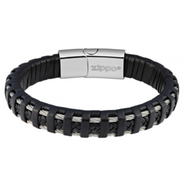 Zippo Steel Braided Leather Bracelet - 22 x 1.4 x 0.8cm