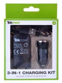 Tekmee Travel kit micro USB zwart