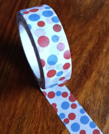 Rood, wit, blauwe bolletjes Washitape
