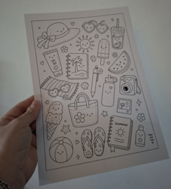 Paper and Tape Zomer Kleurplaat
