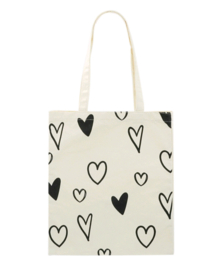 Canvas Tas HEARTS (wit)